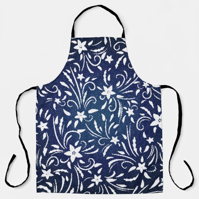 Tablier Denim Blooms : Floral Pattern Arrière - plan (Recto)