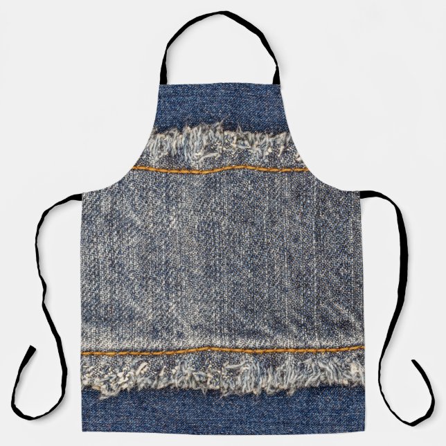 Tablier Denim Blue Jeans : Décontracté Double Patch (Recto)