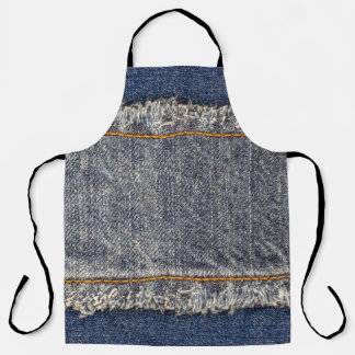 Tablier Denim Blue Jeans : Décontracté Double Patch