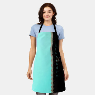 Tablier Dentelle noire moderne et illusion de zipper