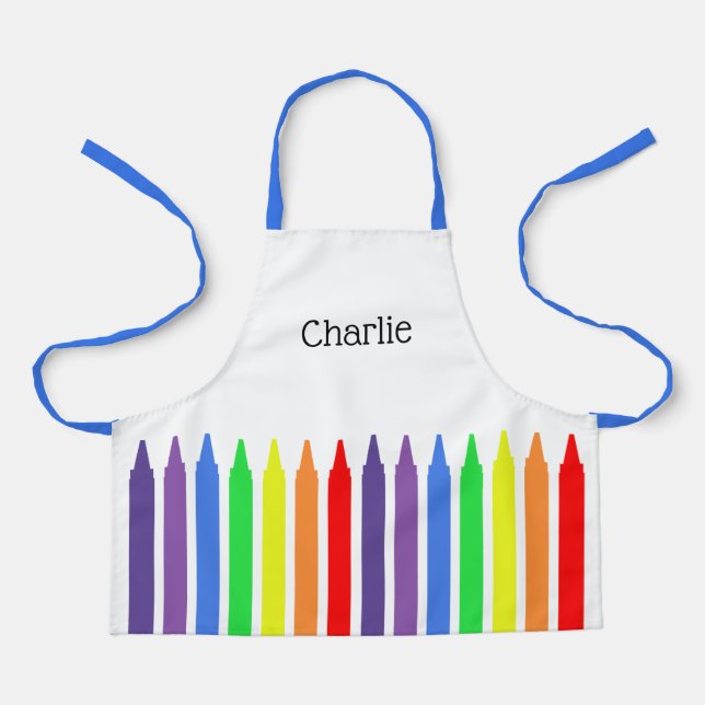 Tablier Des crayons de couleur vive, ton nom, les enfants (Recto)