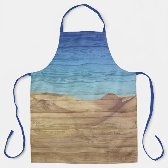 Tablier Desert Sand Dunes Beautiful Blue Sky On Wood Grain (Recto)