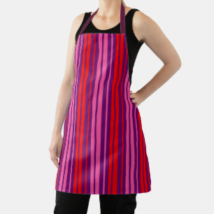 Tablier Design à rayures verticales rose violet rouge  