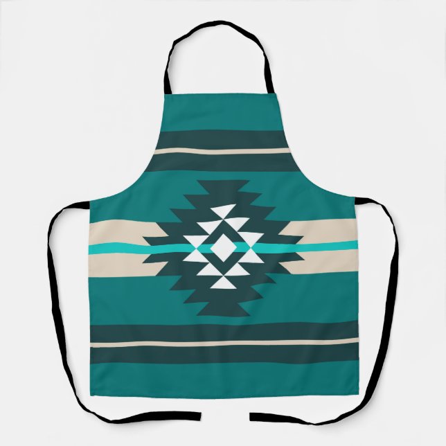 Tablier Design aztèque en couleur turquoise (Recto)