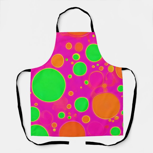 Tablier Design circulaire néon rose et vert rétro (Recto)
