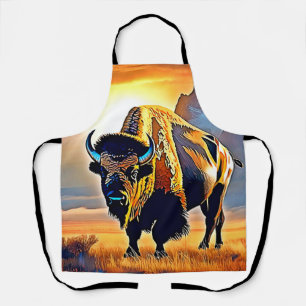 Tablier Design d'art Sunset Mountain Bison