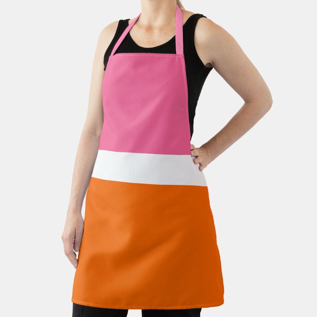 Tablier Design de bloc de couleur rose blanc orange clair (Créateur téléchargé)
