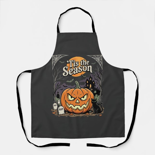 Tablier Design de chat de citrouille de la saison d'Hallow (Recto)