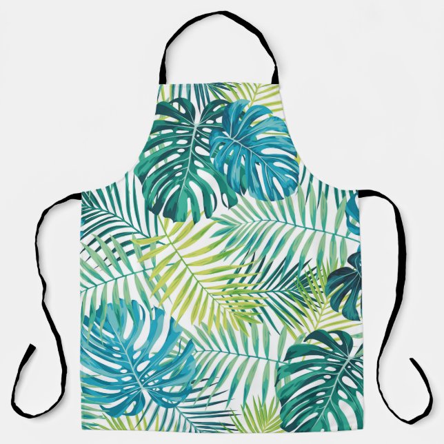 Tablier Design de feuilles tropicales avec palme vert/bleu (Recto)