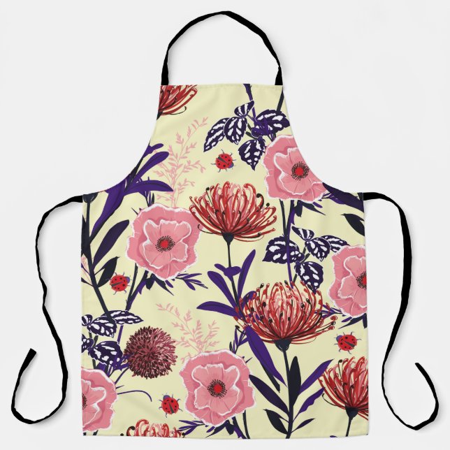 Tablier Design de fleurs esquissé en couleurs vives transp (Recto)