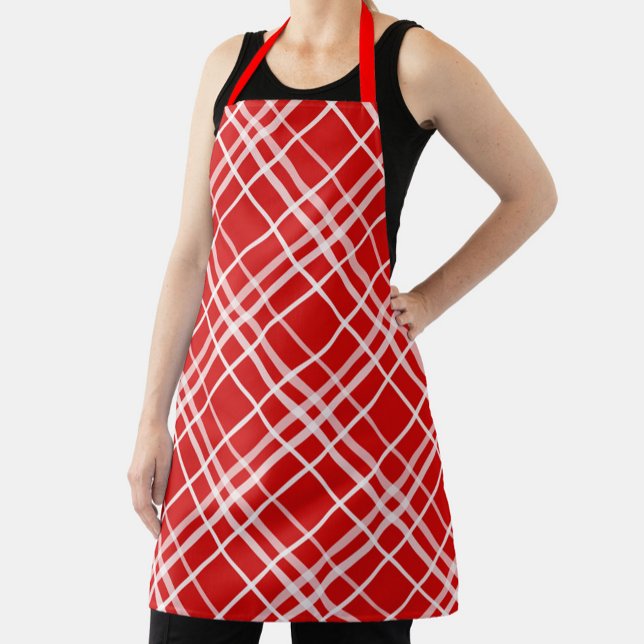 Tablier Design de Motif en Tartan blanc rouge (Créateur téléchargé)