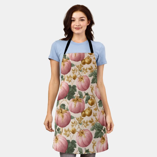 Tablier Design élégant Citrouille rose automne (Porté)