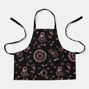 Tablier Design élégant de fleurs roses noires