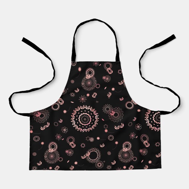 Tablier Design élégant de fleurs roses noires (Recto)