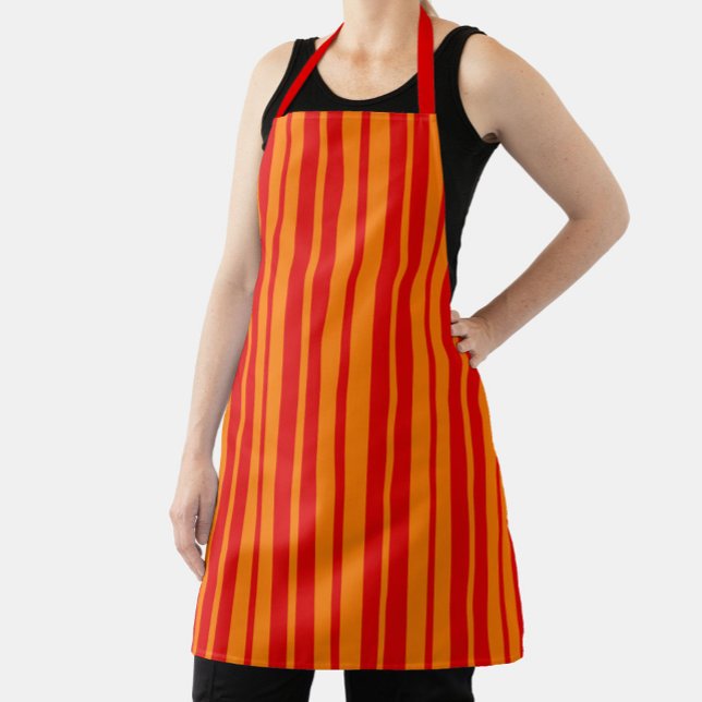 Tablier Design en bandes rouge et orange (Créateur téléchargé)