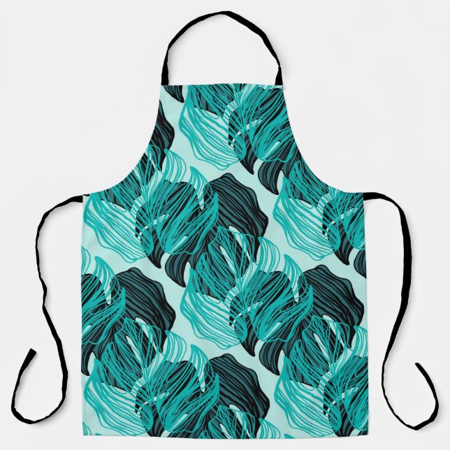 Tablier Design feuille de palmiers tropicaux vert. (Recto)