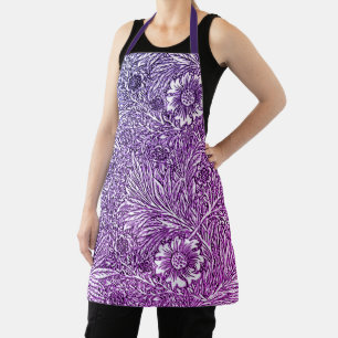 Tablier Design floral complexe dans les tons violets et bl