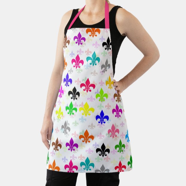 Tablier Design Motif couleur blanc Fleur de lis (Créateur téléchargé)