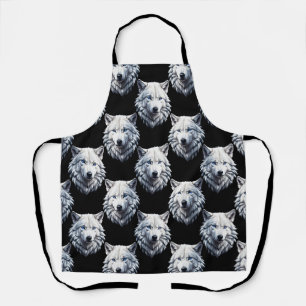 Tablier Design Motif de tête de loup blanc