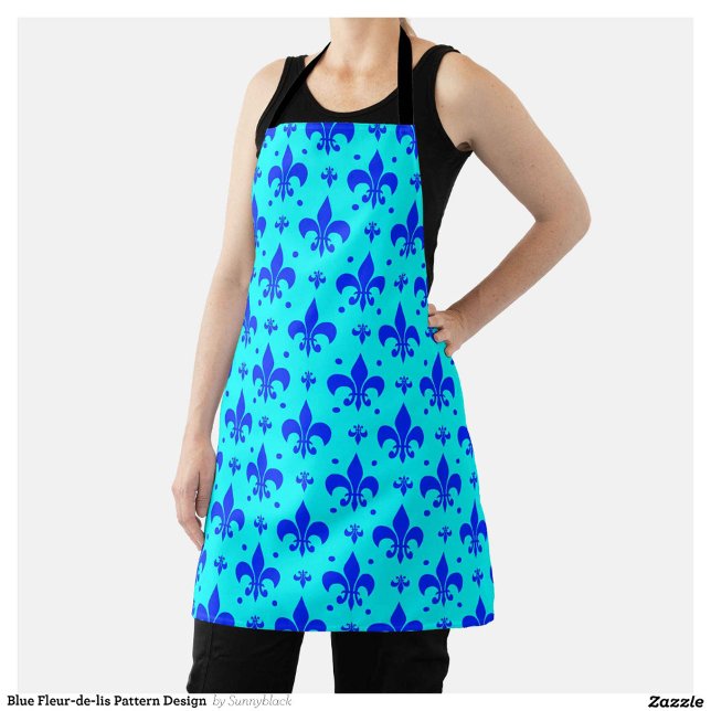 Tablier Design Motif Fleur de lis bleu (Créateur téléchargé)