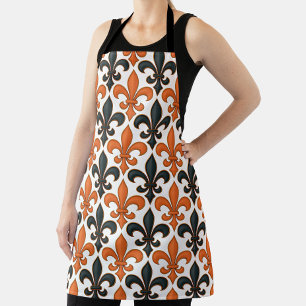 Tablier Design Motif Orange noir baroque Fleur-de-lis