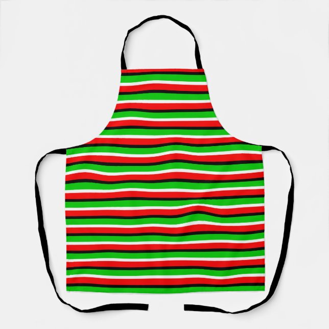 Tablier Design Motif Red Green Stripes (Recto)