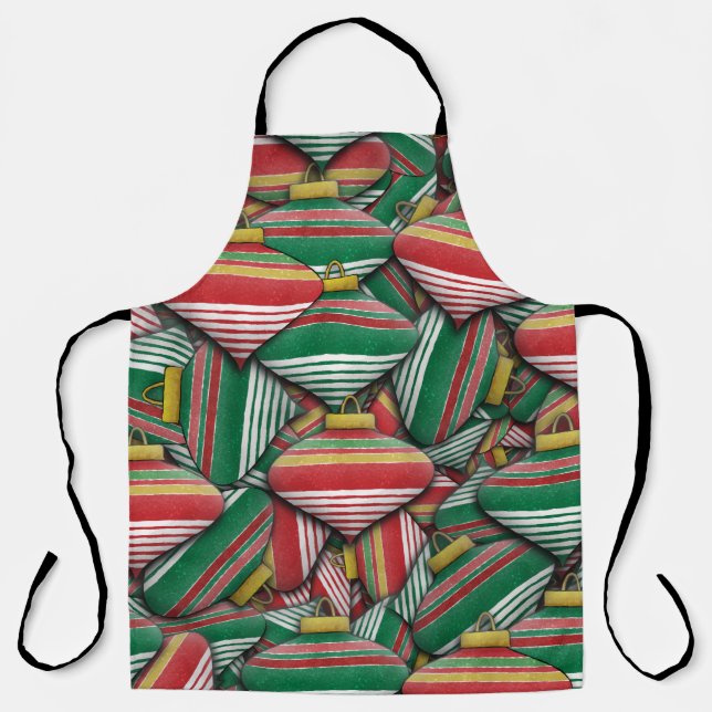 Tablier Design Motif rétro rouge vert rayé (Recto)