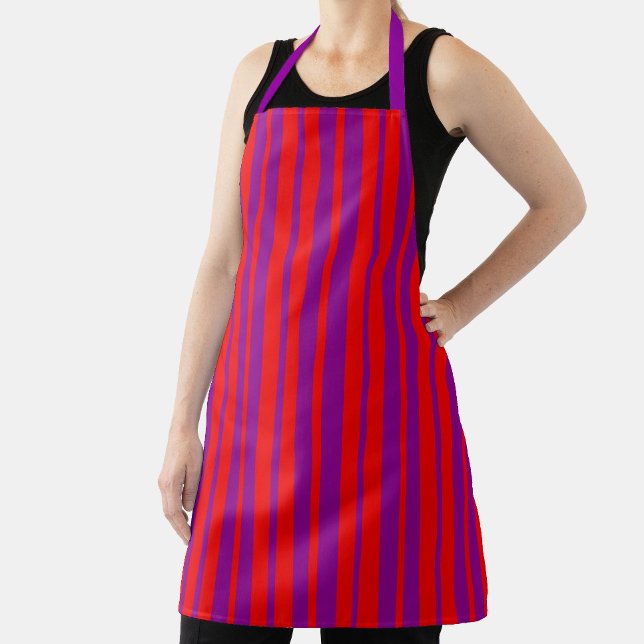 Tablier Design Motif rouge violet élégant rayures (Créateur téléchargé)
