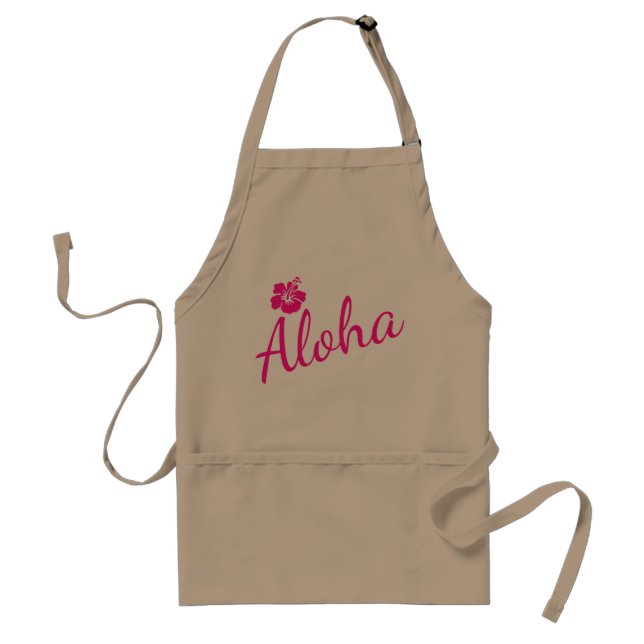 Tablier Design original en texte rose ALOHA et fleur (Devant)