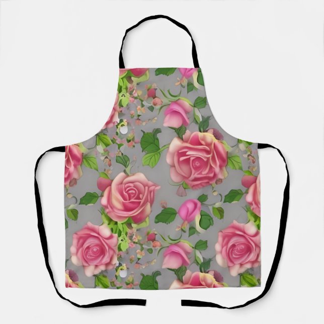 Tablier Design Rose de jardin de campagne français élégant (Recto)