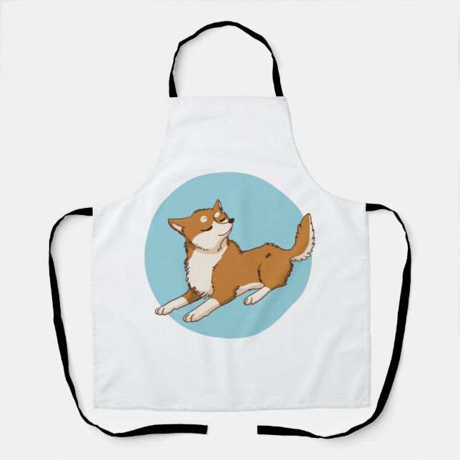Tablier Design shiba bleu. (Recto)