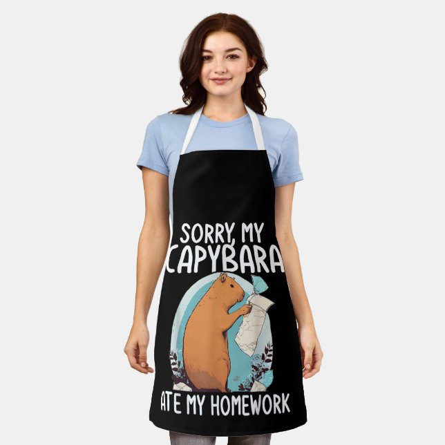 Tablier Désolé, mon capybara a mangé mes devoirs, drôle (Porté)