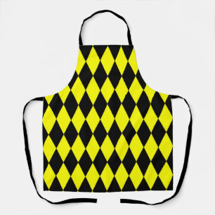 Tablier Dessin à carreaux diamants Harlequin noir jaune 