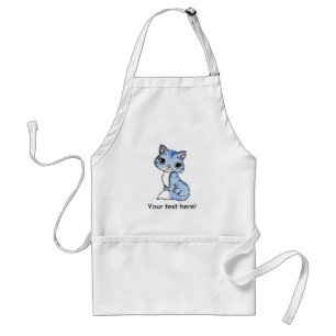 Tablier Dessin animé de chat bleu mignon