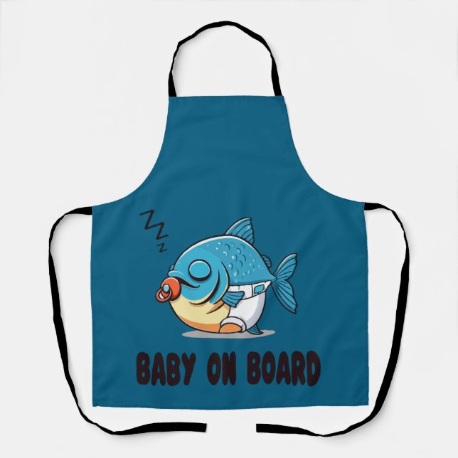 Tablier Dessin animé drôle de bébé poisson endormi - Bébé  (Recto)