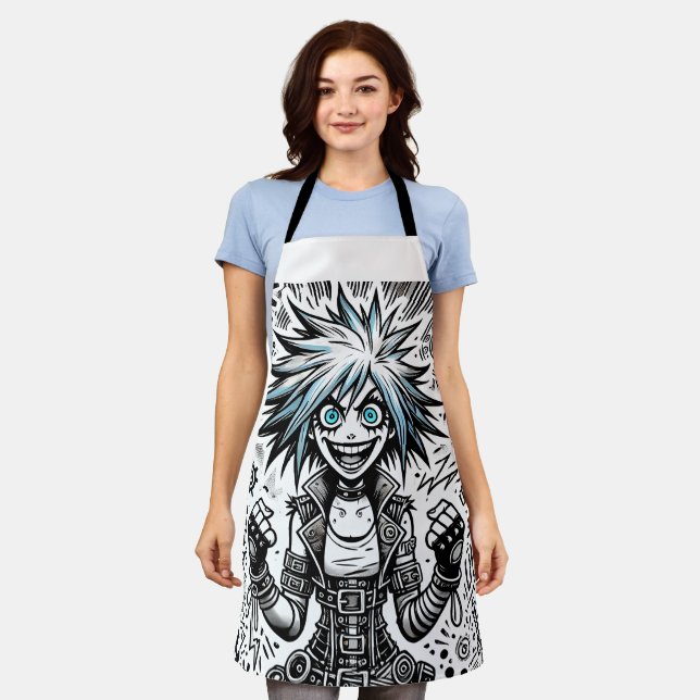 Tablier dessin animé joyeux art original blu_eyes black_a (Porté)