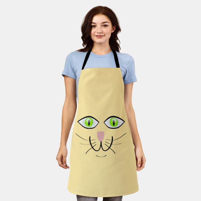 Tablier Dessin animé visage drôle de chat-29034 (Porté)