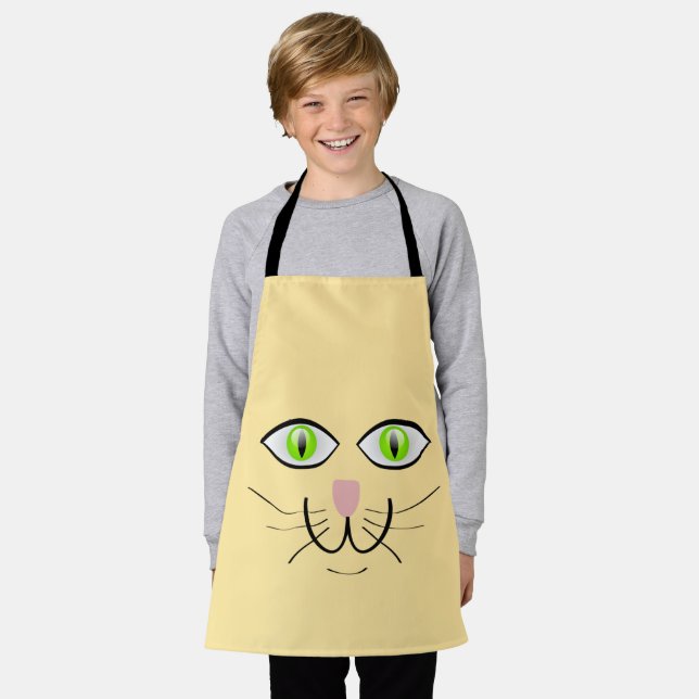 Tablier Dessin animé visage drôle de chat-29034 (Porté)