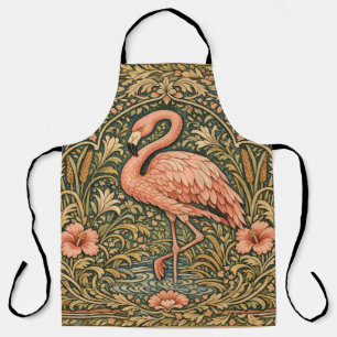 Tablier dessin art nouveau de flamant rose vintage