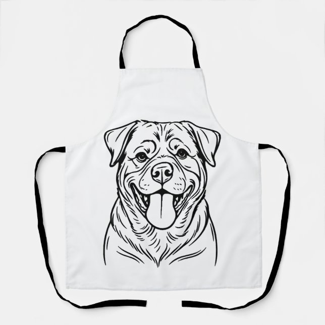 Tablier Dessin au trait de Rottweiler � ligne d'art minima (Recto)