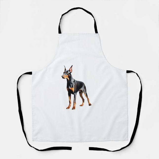Tablier Dessin crayon couleur d'un Doberman Pinscher. Esse (Recto)