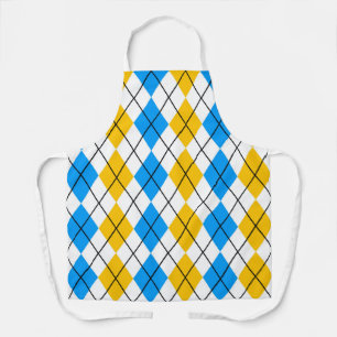 Tablier Dessin de diamant Argyle bleu jaune blanc