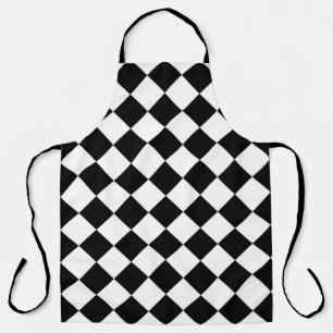 Tablier Dessin de drapeau à damier noir et blanc