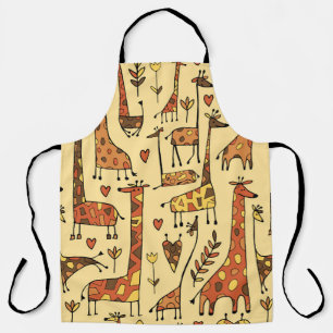 Tablier Dessin De Giraffe, Amusant Design Sans Fil.