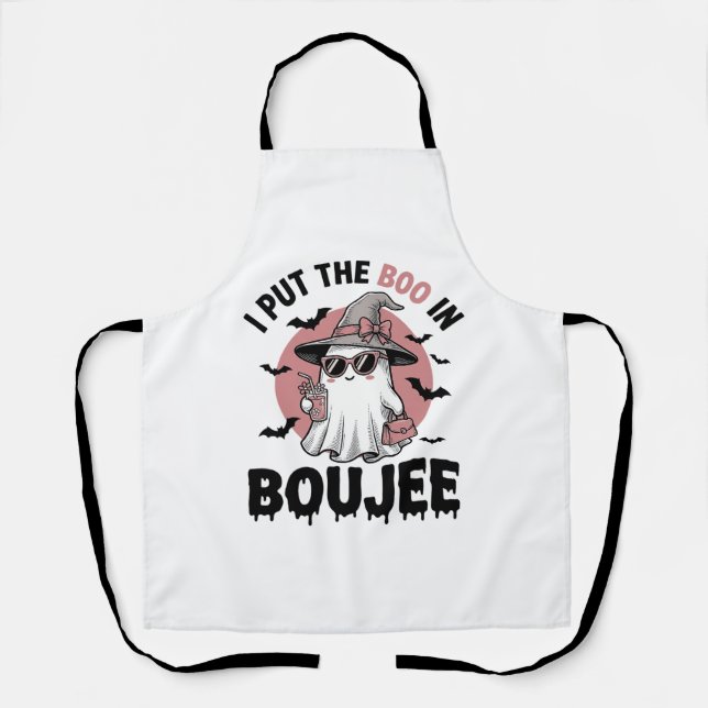 Tablier Dessin de gravure vintage Halloween fantôme Boujee (Recto)