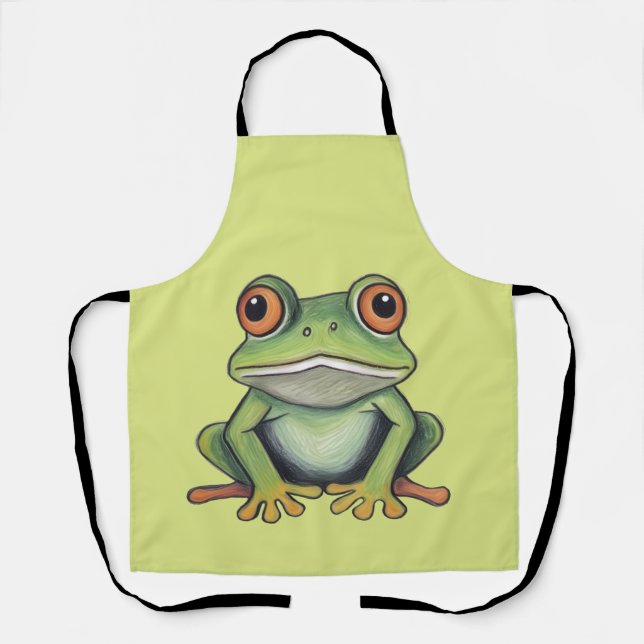 Tablier Dessin de grenouille au crayon de couleur (Recto)