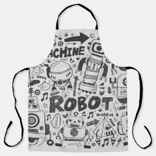 Tablier Dessin de l'illustrateur de robots à doodles