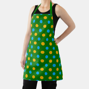 Tablier Dessin de pois verts jaunes et noirs