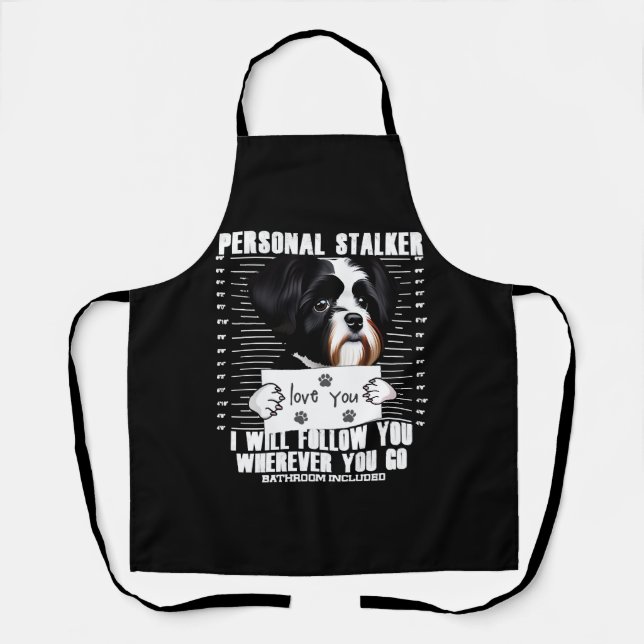 Tablier Dessin de Stalker de Chien Havanais drôle (Recto)