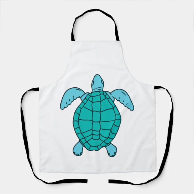 Tablier Dessin de tortue marine nageant (Recto)